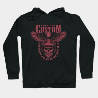 American Custom Motorcycles Biker Retro Skull Hoodie